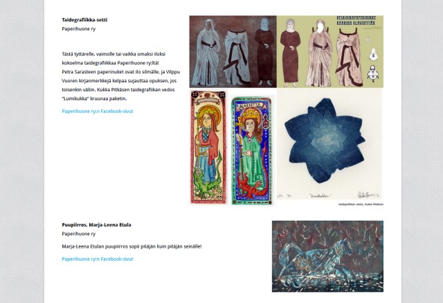 PAPERIHUONELAISTEN TAIDETTA MUKANA SUURESSA HUUTOKAUPASSA